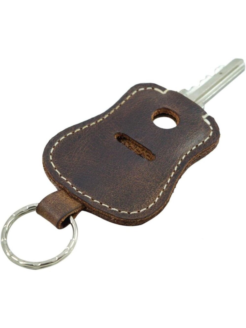 Handmade Full Grain Leather Guitar Keychain | Key Holder & Pouch for Essentials